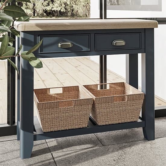 Hants Wooden 2 Drawers Console Table In Blue_1