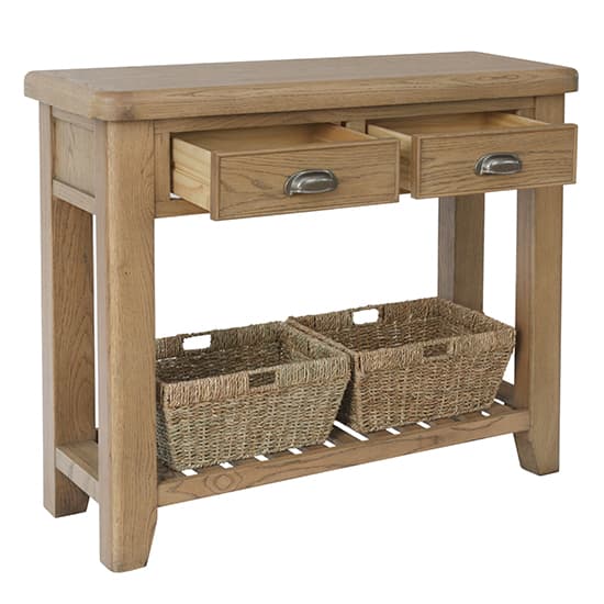 Hants Wooden 2 Drawers Console Table In Smoked Oak_2