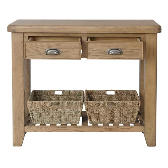 Hants Wooden 2 Drawers Console Table In Smoked Oak_4