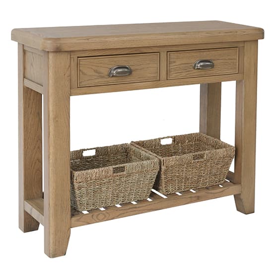Hants Wooden 2 Drawers Console Table In Smoked Oak_1