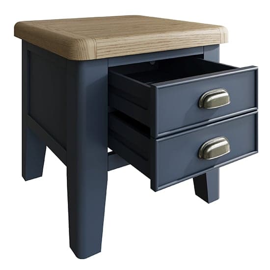 Hants Wooden 2 Drawers Lamp Table In Blue_2