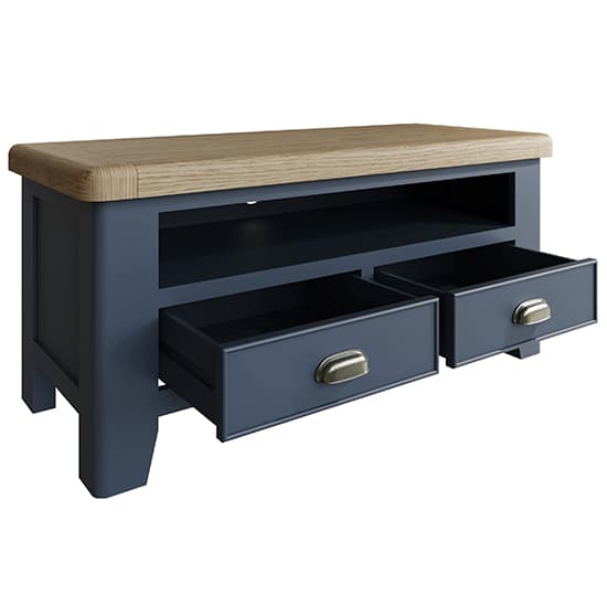Hants Wooden 2 Drawers And Shelf TV Stand In Blue_3