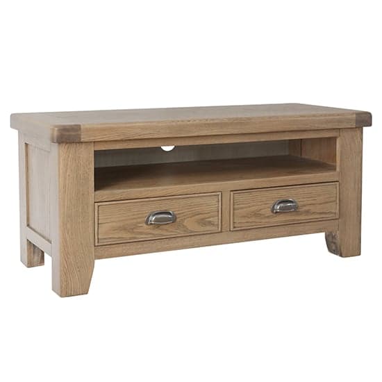 Hants Wooden 2 Drawers TV Stand In Smoked Oak_1