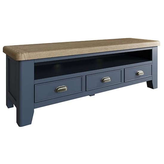 Hants Wooden 3 Drawers And Shelf TV Stand In Blue_2