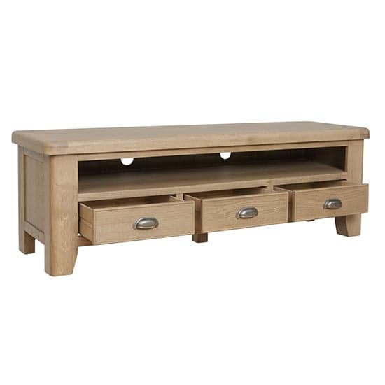 Hants Wooden 3 Drawers TV Stand In Smoked Oak_2