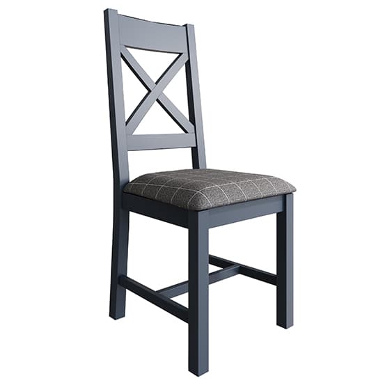Hants Blue Cross Back Dining Chairs With Grey Seat In Pair_2