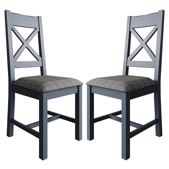 Hants Blue Cross Back Dining Chairs With Grey Seat In Pair_1