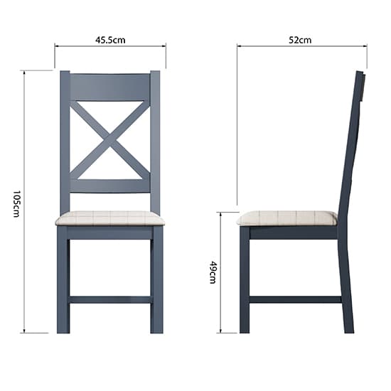 Hants Blue Cross Back Dining Chairs With Natural Seat In Pair_6