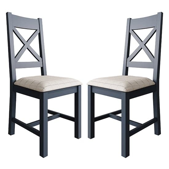 Hants Blue Cross Back Dining Chairs With Natural Seat In Pair_1