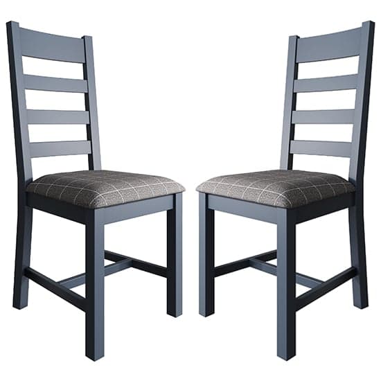 Hants Blue Slatted Dining Chair With Grey Seat In Pair_1