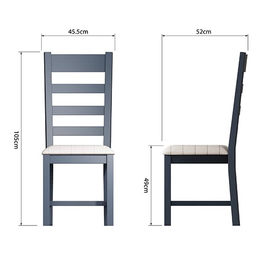 Hants Blue Slatted Dining Chair With Natural Seat In Pair_5