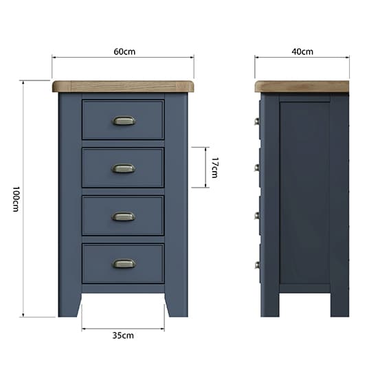 Hants Wooden Chest Of 4 Drawers In Blue_7