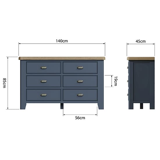 Hants Wooden Chest Of 6 Drawers In Blue_6
