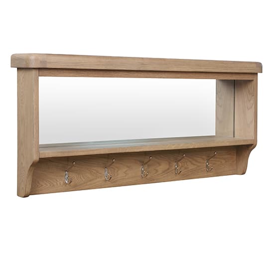 Hants Wooden Hallway Coat Rack With Mirror In Smoked Oak Furniture in