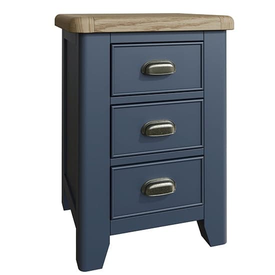 Hants Large Wooden 3 Drawers Bedside Cabinet In Blue_2