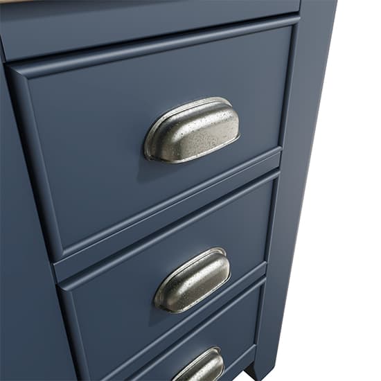 Hants Large Wooden 3 Drawers Bedside Cabinet In Blue_5