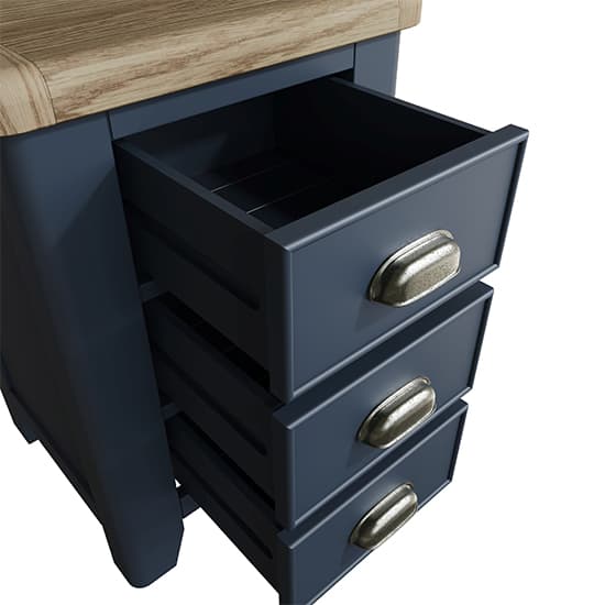 Hants Large Wooden 3 Drawers Bedside Cabinet In Blue_6