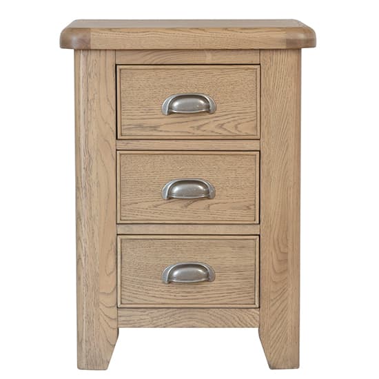 Hants Large Wooden 3 Drawers Bedside Cabinet In Smoked Oak_3