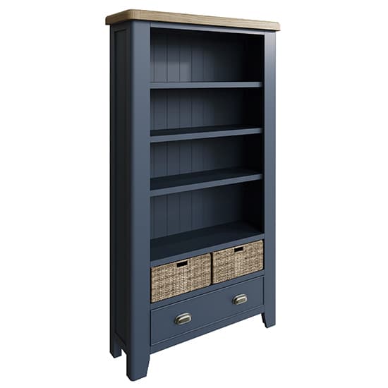 Hants Large Wooden Bookcase In Blue_2