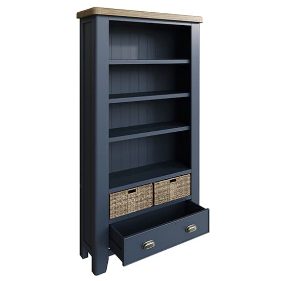 Hants Large Wooden Bookcase In Blue_3