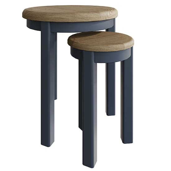Hants Round Wooden Nest Of 2 Tables In Blue_2