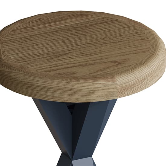 Hants Round Wooden Side Table In Blue_3