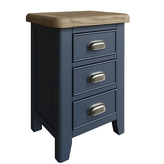 Hants Small Wooden 3 Drawers Bedside Cabinet In Blue_2