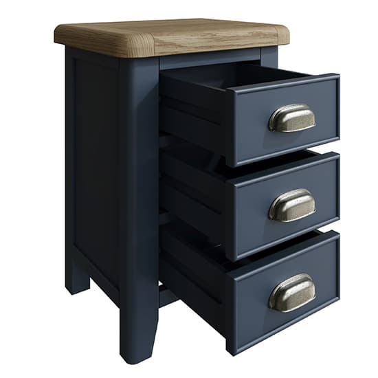Hants Small Wooden 3 Drawers Bedside Cabinet In Blue_3