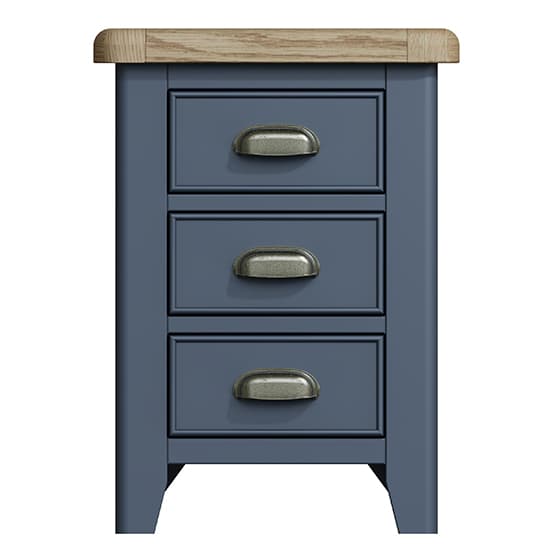 Hants Small Wooden 3 Drawers Bedside Cabinet In Blue_4