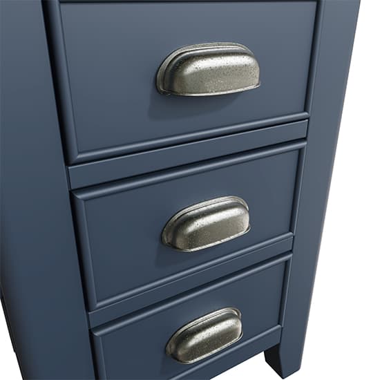 Hants Small Wooden 3 Drawers Bedside Cabinet In Blue_5