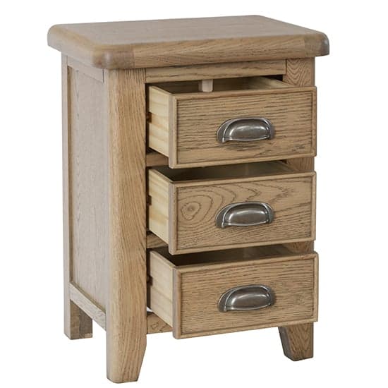 Hants Small Wooden 3 Drawers Bedside Cabinet In Smoked Oak_2