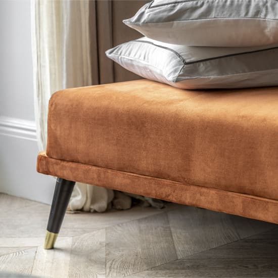 Harare Fabric 3 Seater Sofa Bed In Rust With Wooden Legs Furniture in