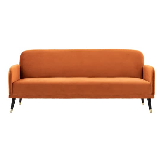 Harare Fabric 3 Seater Sofa Bed In Rust With Wooden Legs Furniture in