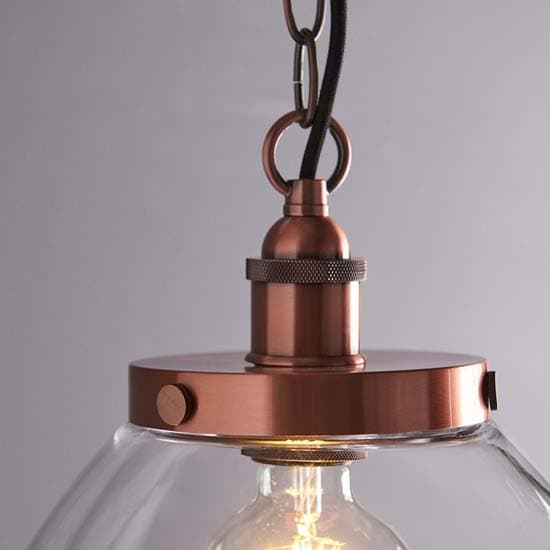 Harbor Clear Glass Shade Ceiling Pendant Light In Aged Copper_4