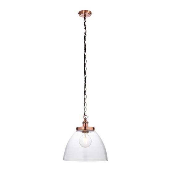 Harbor Clear Glass Shade Ceiling Pendant Light In Aged Copper_7
