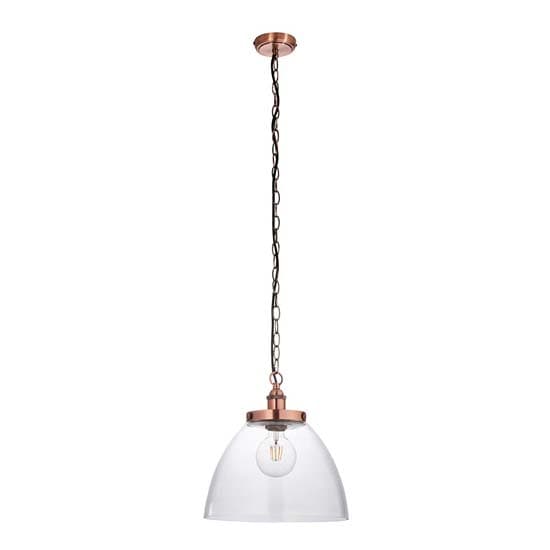 Harbor Clear Glass Shade Ceiling Pendant Light In Aged Copper_8