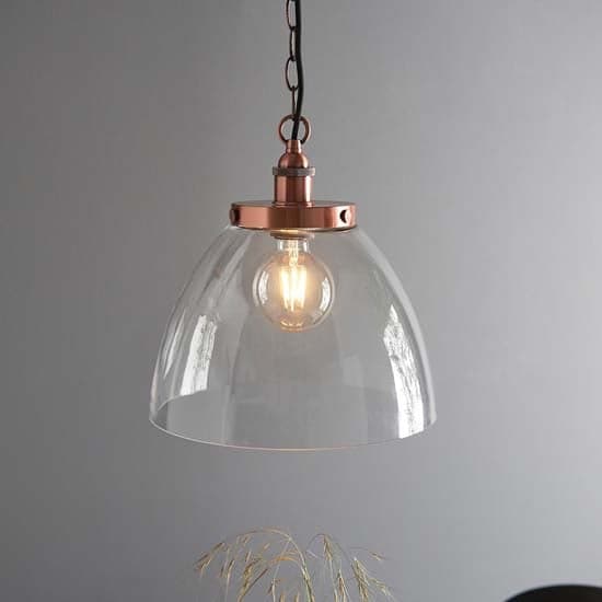 Harbor Clear Glass Shade Ceiling Pendant Light In Aged Copper_1
