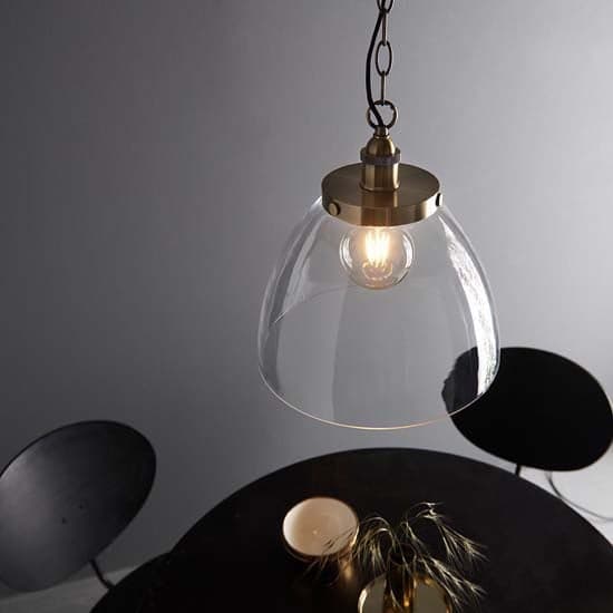 Harbor Clear Glass Shade Ceiling Pendant Light In Brass_2