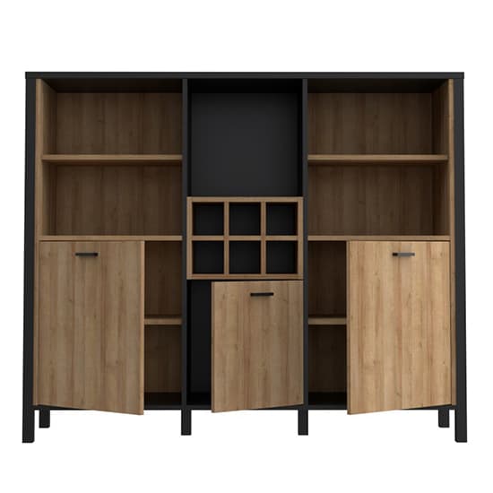 Harbor Storage Cabinet 3 Doors In Matt Black And Riviera Oak_5