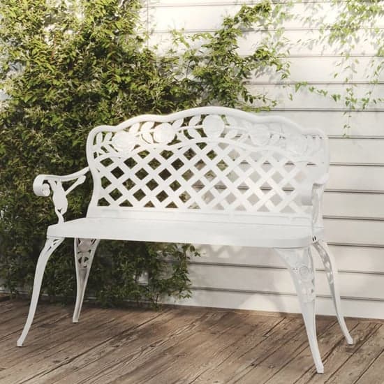 Harini Outdoor Cast Aluminium Seating Bench In White_1