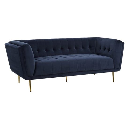 Harino Upholstered Velvet 3 Seater Sofa In Blue_1