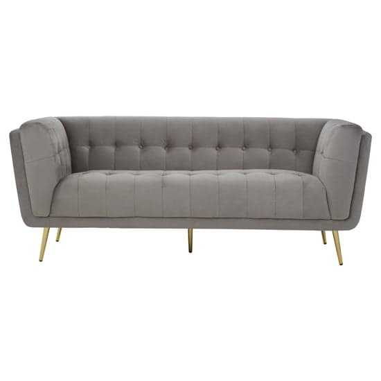 Harino Upholstered Velvet 3 Seater Sofa In Grey_2