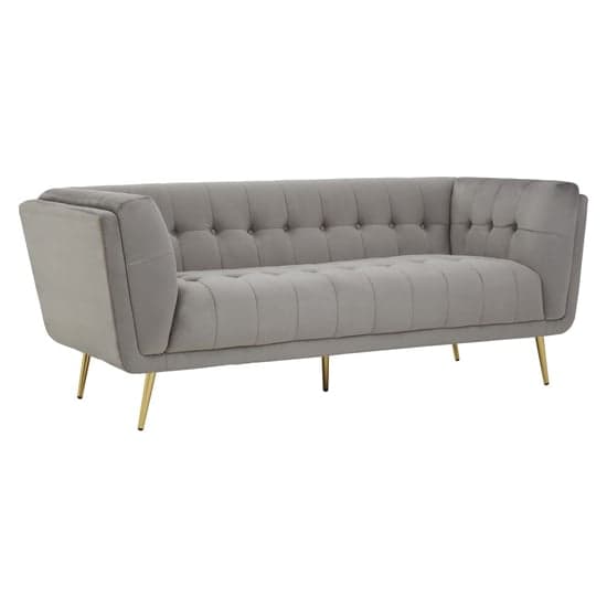 Harino Upholstered Velvet 3 Seater Sofa In Grey_1