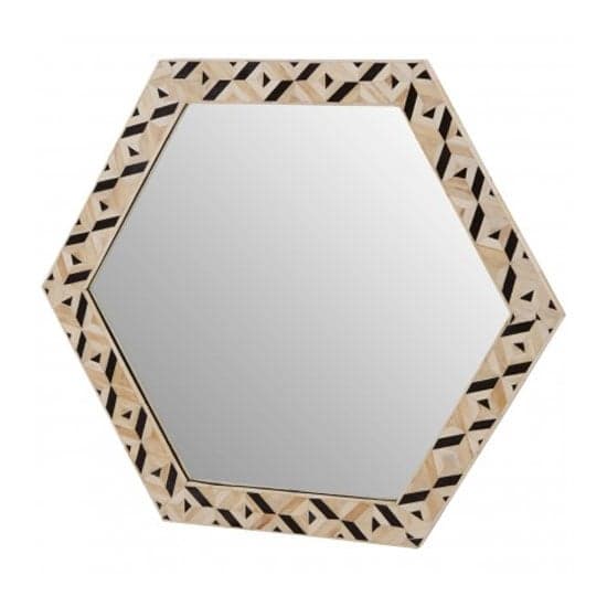Harla Hexagonal Wall Bedroom Mirror In Black And Ivory Frame_2