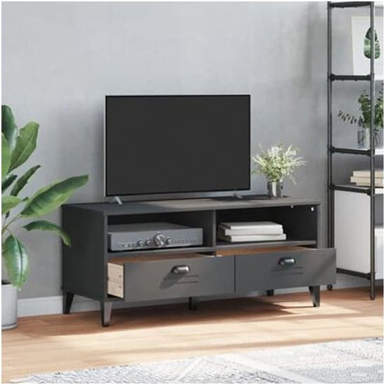 Harlow Wooden TV Stand With 2 drawers In Anthracite Grey_1