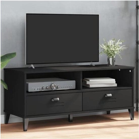 Harlow Wooden TV Stand With 2 drawers In Black_2