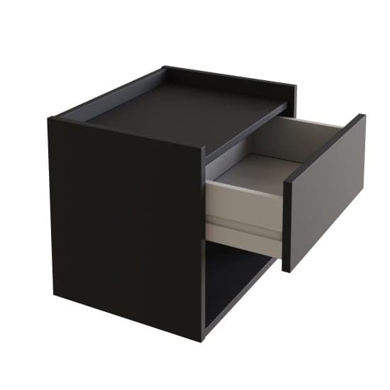 Hever Wall Mounted Black Wooden Bedside Cabinets In Pair_2