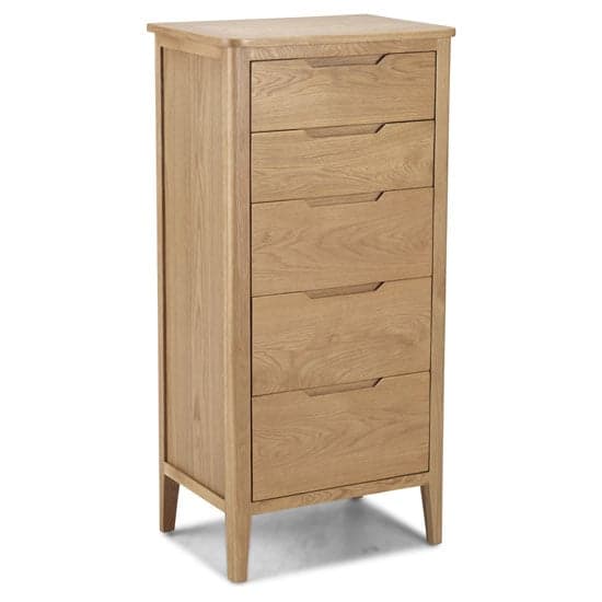 Harriet Tall Chest Of Drawers In Robust Solid Oak With 5 Drawers_2