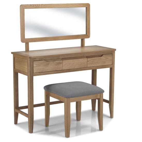 Harriet Wooden 3Pc Dressing Table Set In Robust Solid Oak_2