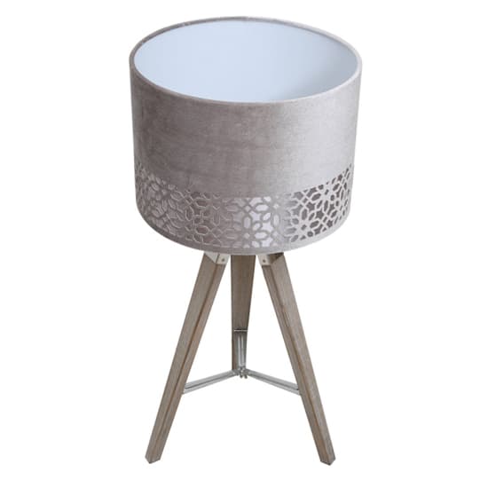 Harris Grey Linen Shade Table Lamp With Natural Tripod Furniture in